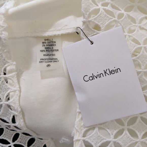 Calvin Klein White Illusion Lace Eyelet Dress - Picture 5 of 5